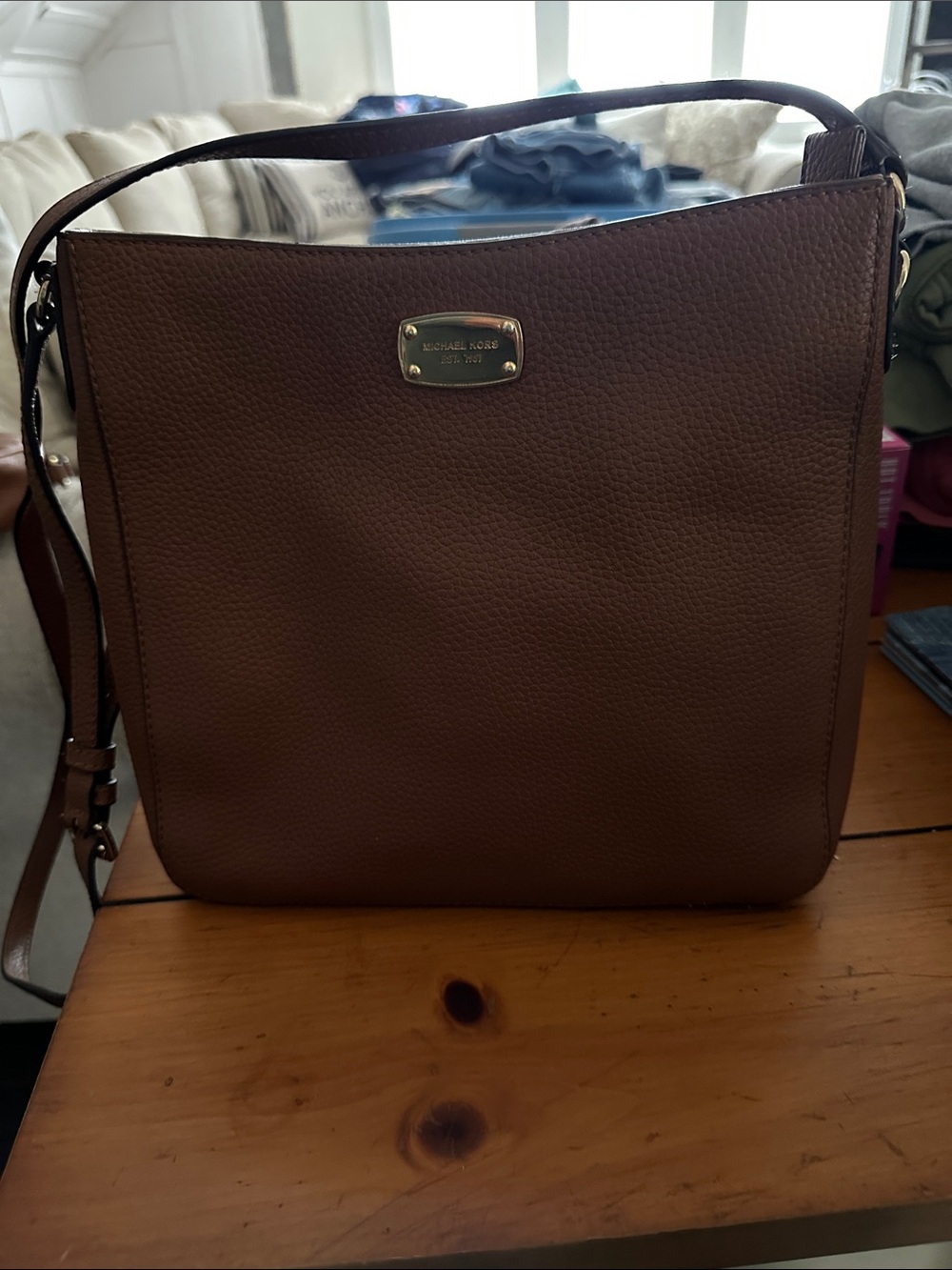 Michael Kors Brown Leather adjustable Crossbody Bag